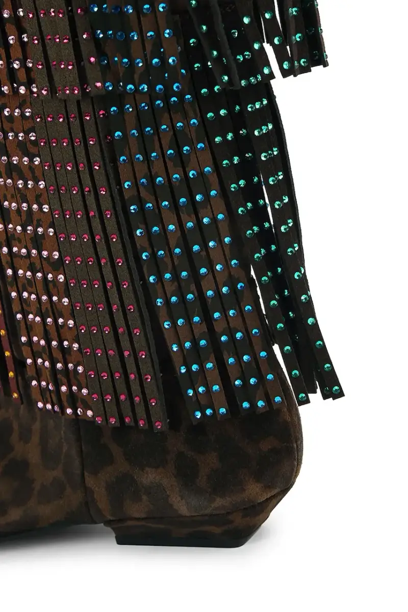 stivali in pelle scamosciata Western Fringe Pull On donna colore marrone 5030035289 miniatura 4