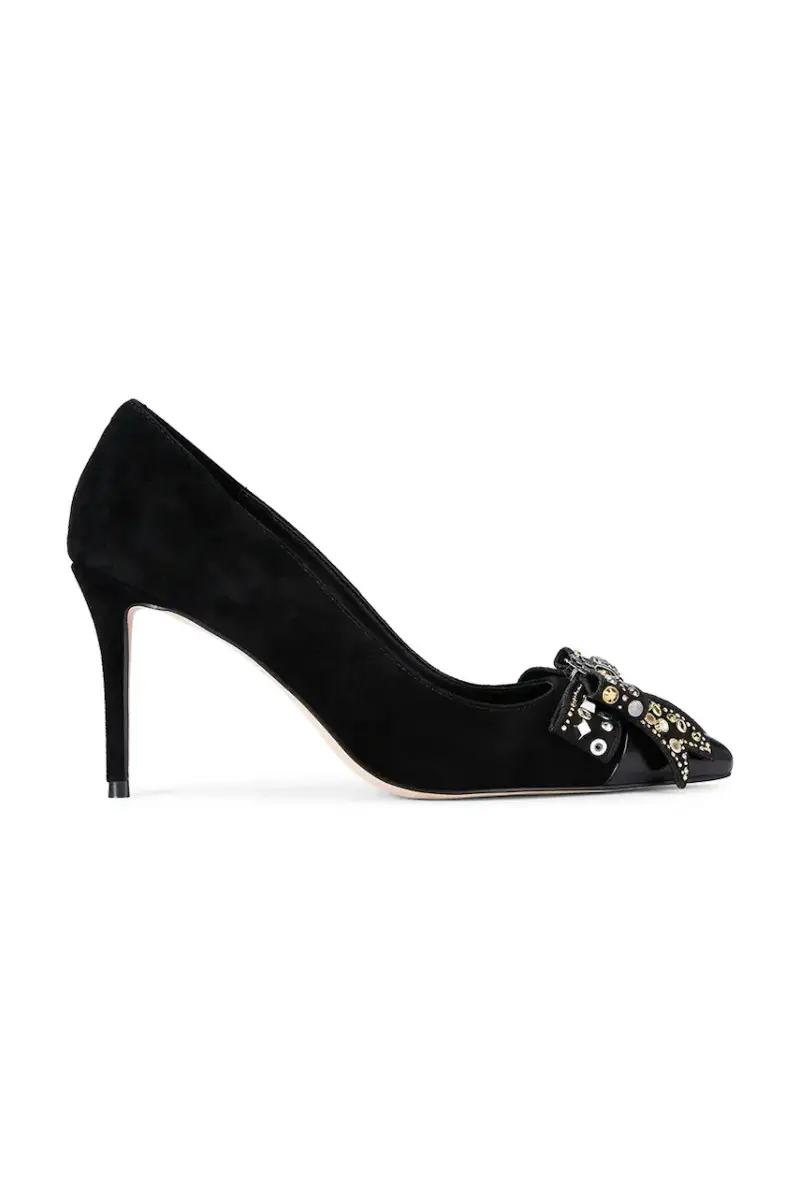 tacchi in pelle scamosciata Belgravia Stud Bow Nero