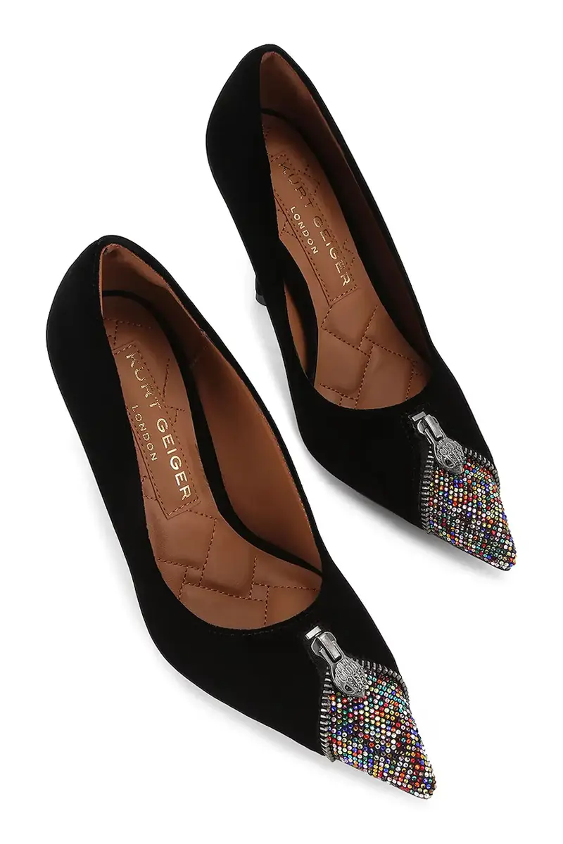 tacchi in pelle scamosciata Zip Court Nero miniatura 2