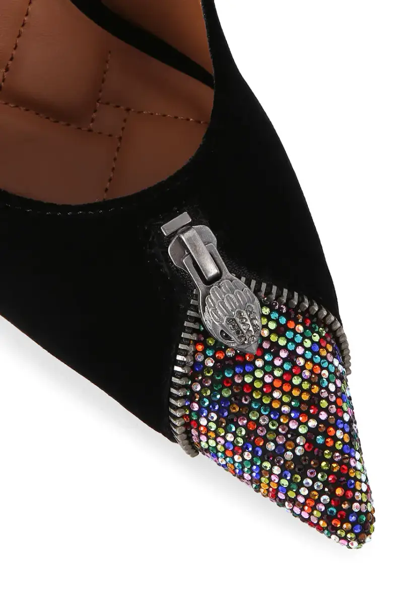 tacchi in pelle scamosciata Zip Court Nero miniatura 3