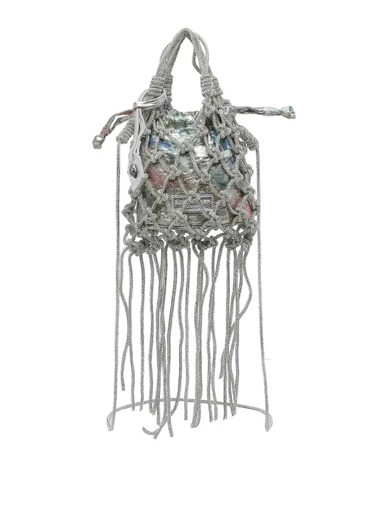 Mini borsa in macramÃ¨ argento