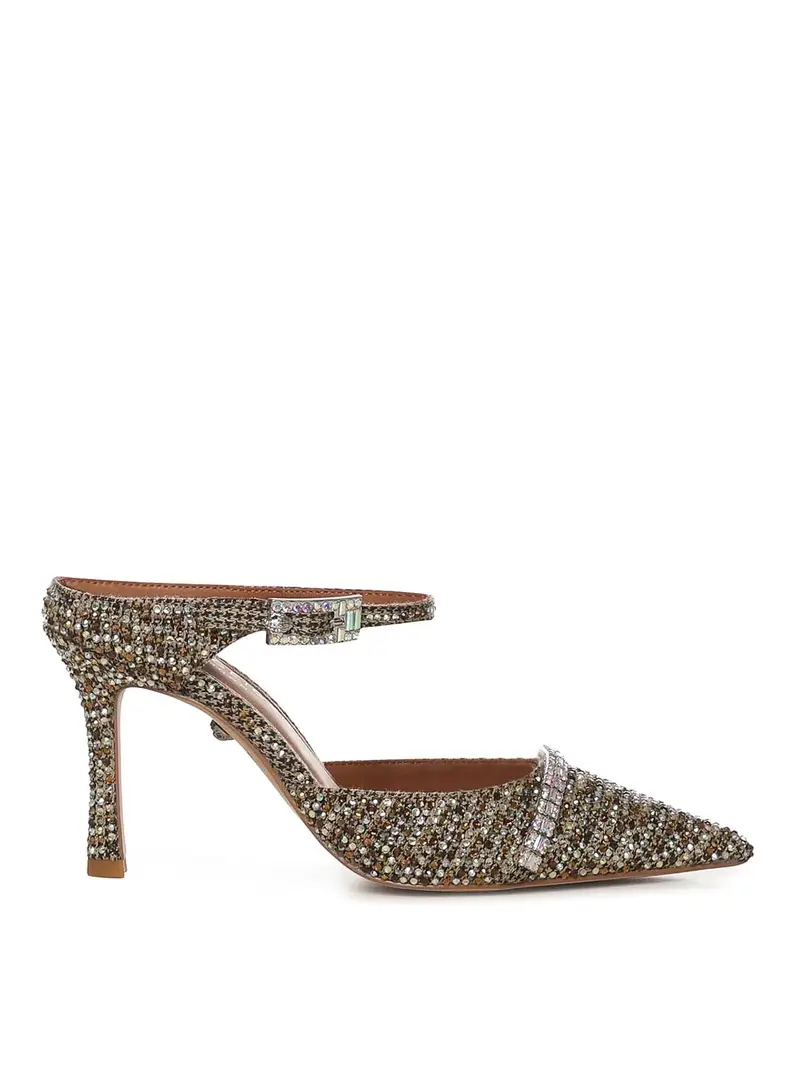 Mules impreziositi da cristalli Beige