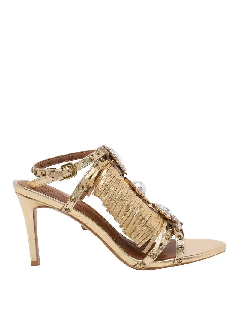 Sandali Décolleté con frange gioiello Oro