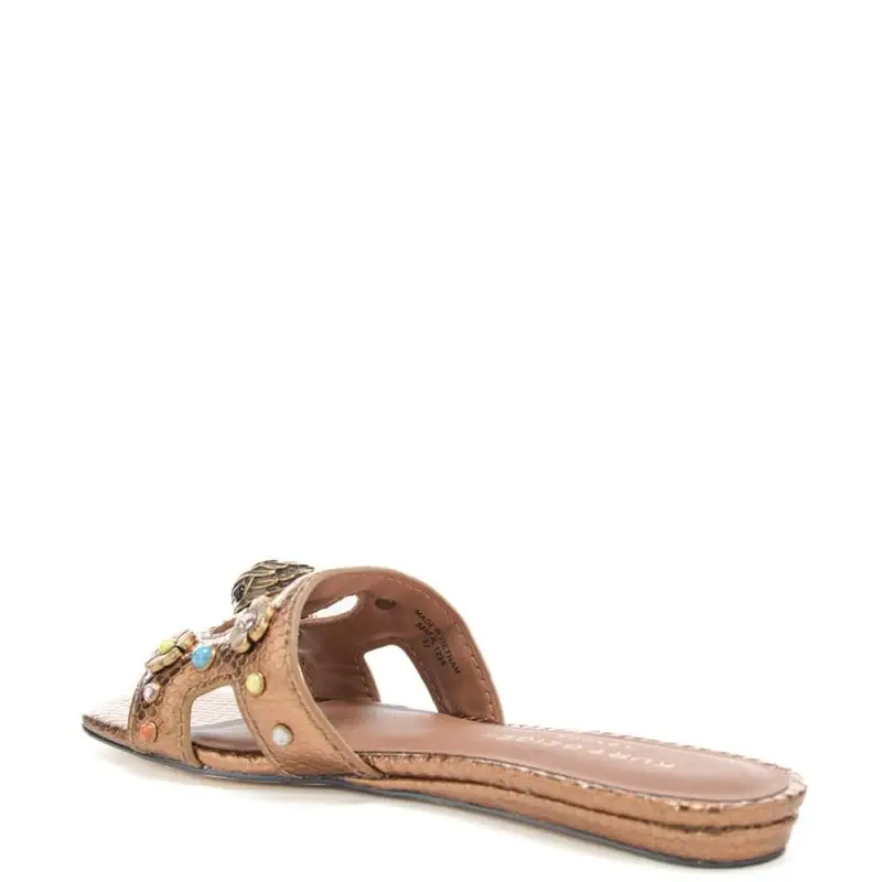 scarpe basse da donna in pelle laminata pitonata con decorazioni frontali bronzo miniatura 2