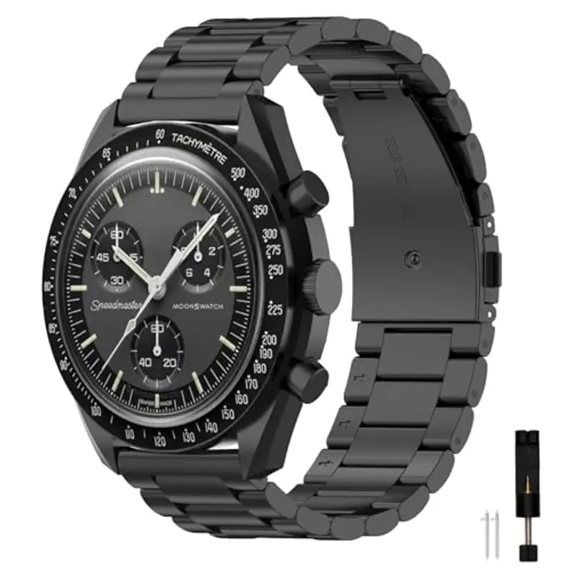 KUTEWEU Cinturino per Omega Swatch Band,20mm Cinturino Acciaio Inossidabile Morbido per Omega Swatch Band Watch