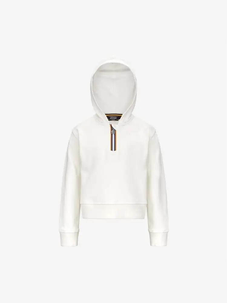 felpa con cappuccio in pile bianca da bambina per autunno e inverno