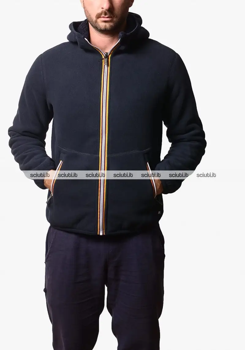 Felpa Kway uomo blu scuro reversibile Jack sherpa polar double