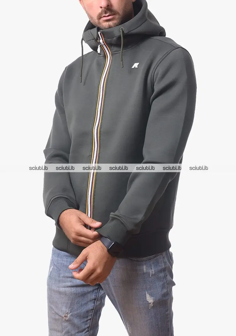 Felpa Kway uomo verde militare scuro Rainer spacer