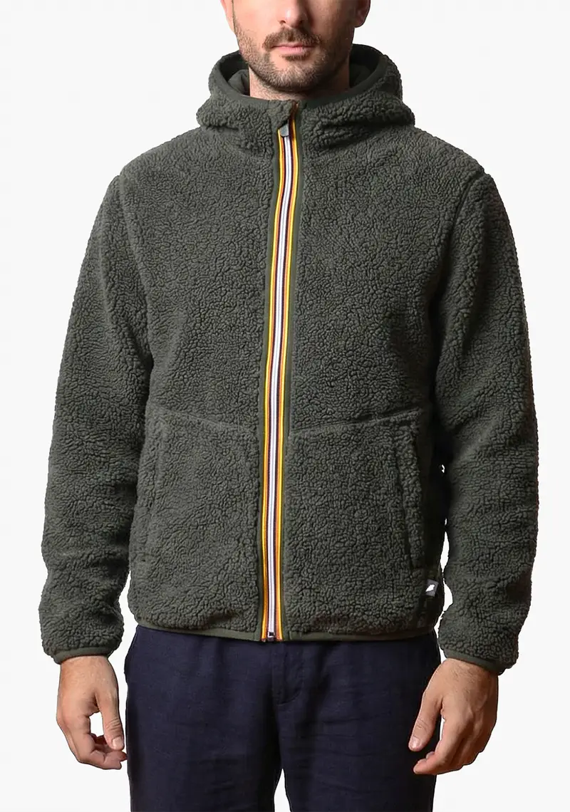 Felpa Kway uomo verde scuro reversibile Jack sherpa polar double