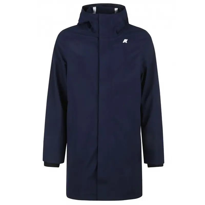 giubbino blu uomo lungo elasticizzato cappuccio non staccabile