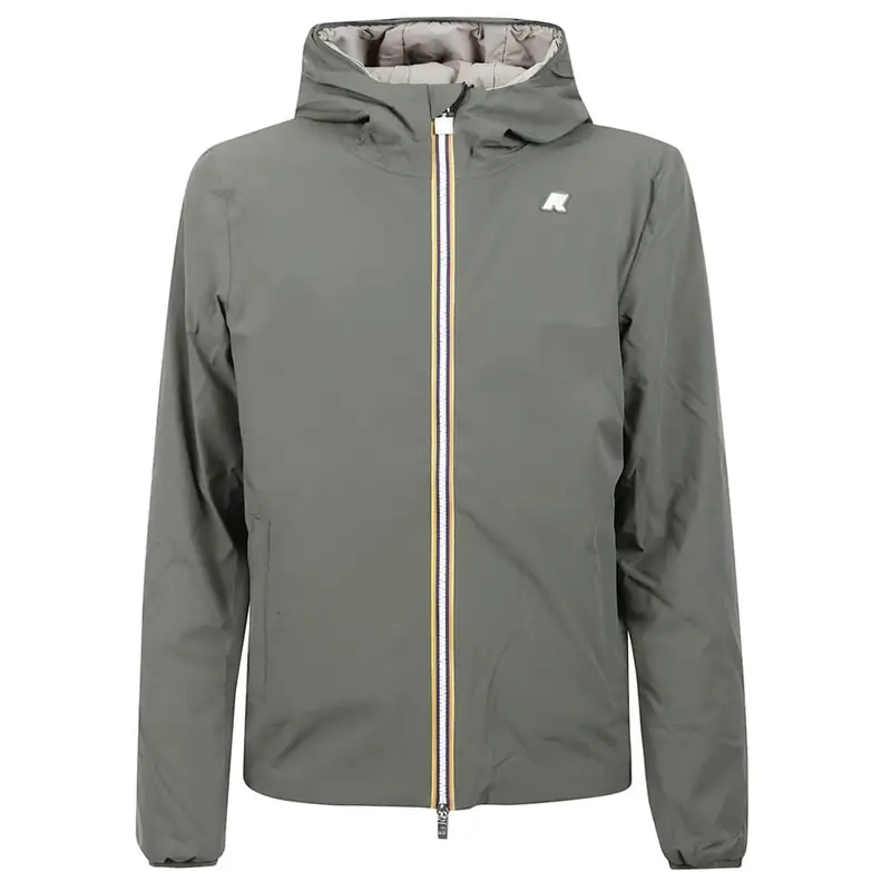giubbino reversibile beige e verde uomo con cappuccio