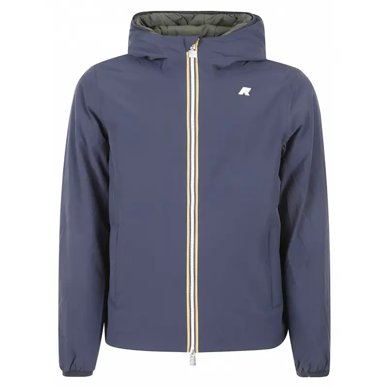 giubbino reversibile blu e verde uomo con cappuccio