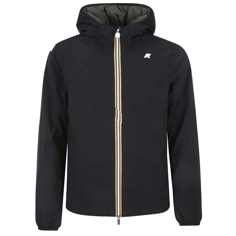 giubbino reversibile nero e verde uomo con cappuccio