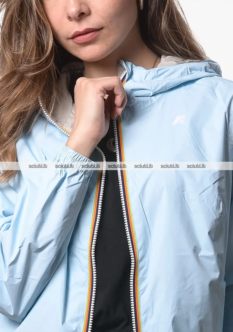 Giubbotto Kway donna celeste beige reversibile Lil 2 0 plus 2 double