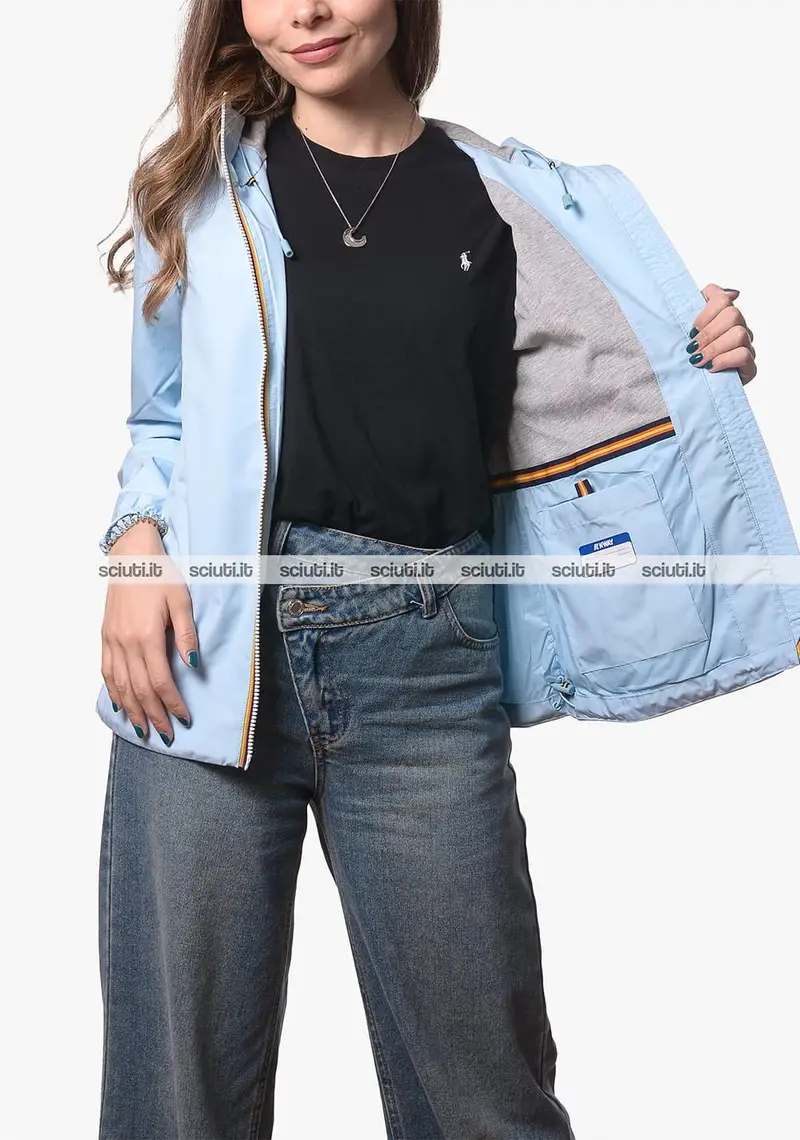 Giubbotto Kway donna celeste Marguerite stretch poly jersey