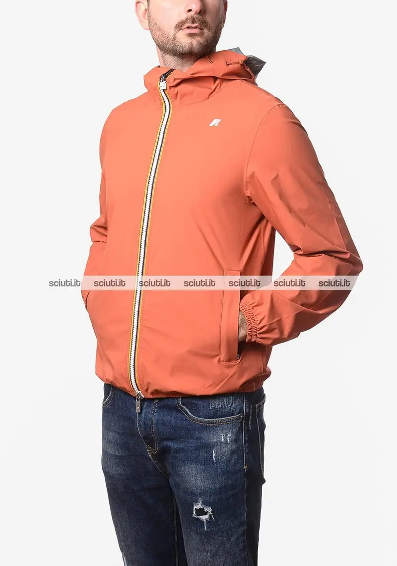 Giubbotto Kway uomo arancione Jack stretch dot