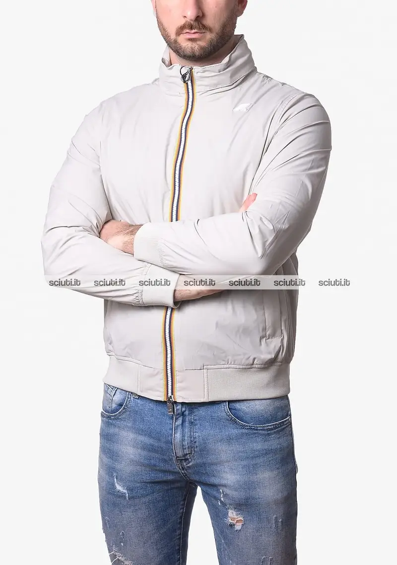 Giubbotto Kway uomo beige chiaro Amaury stretch nylon jersey