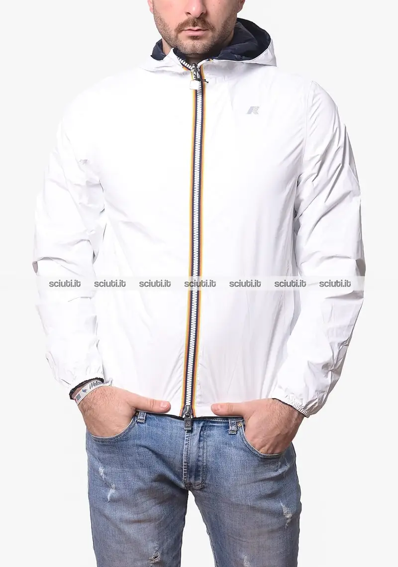 Giubbotto Kway uomo bianco blu scuro reversibile Jake eco plus double