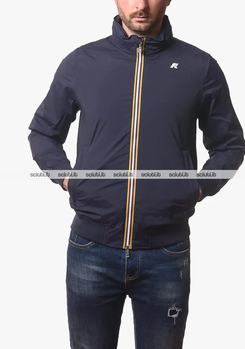 Giubbotto Kway uomo blu scuro Amaury stretch nylon jersey