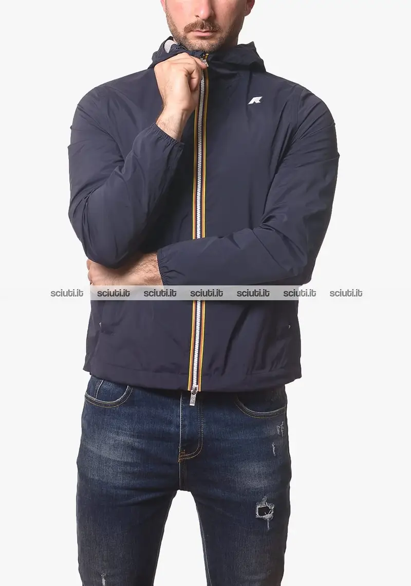 Giubbotto Kway uomo blu scuro Jack stretch nylon jersey