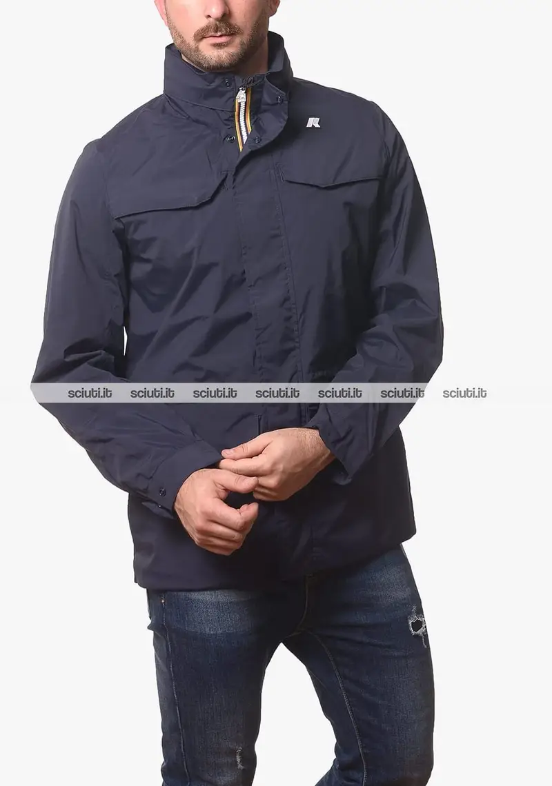 Giubbotto Kway uomo blu scuro Manuel stretch nylon jersey