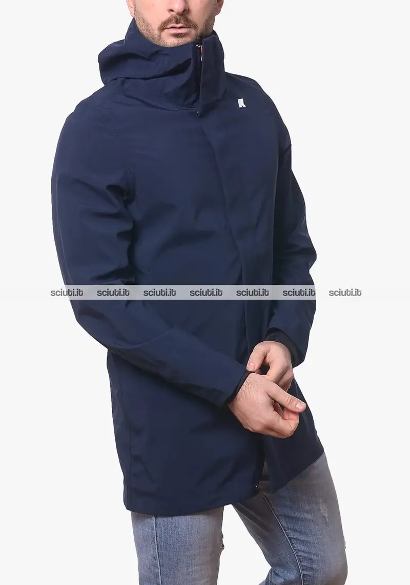Giubbotto Kway uomo blu scuro Tommy bonded jersey