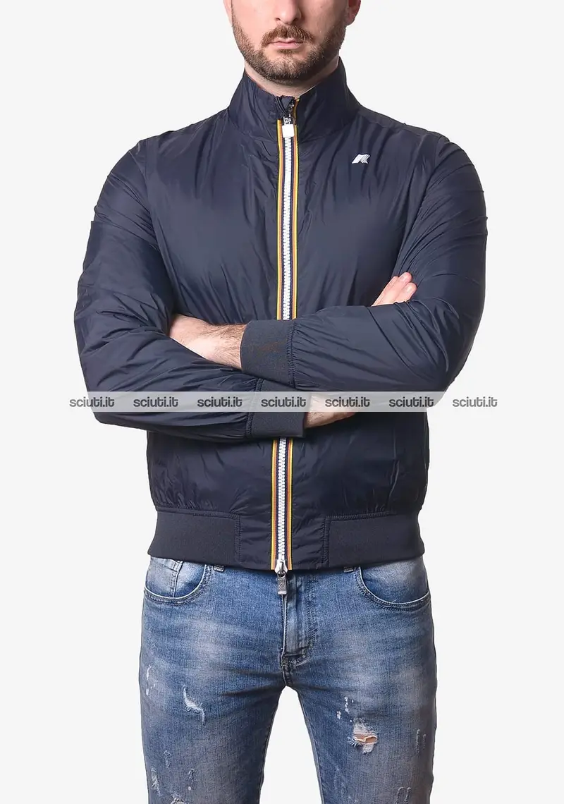 Giubbotto Kway uomo blu scuro verde reversibile Arsene plus 2 double