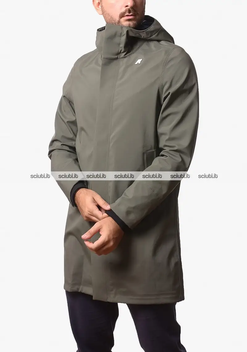Giubbotto Kway uomo verde militare Thomas Bonded