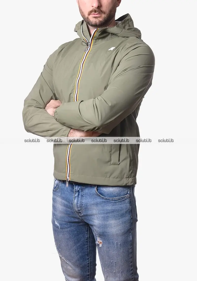 Giubbotto Kway uomo verde muschio Jack stretch nylon jersey