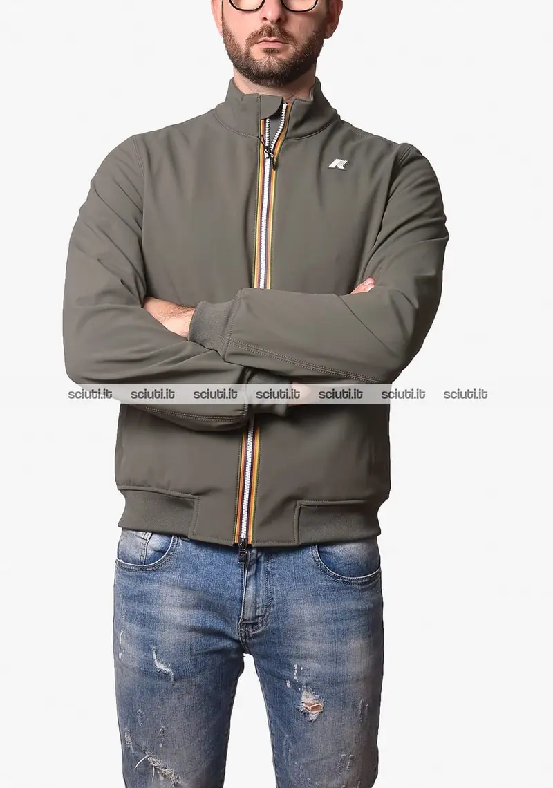 Giubbotto Kway uomo verde scuro Arsene bonded