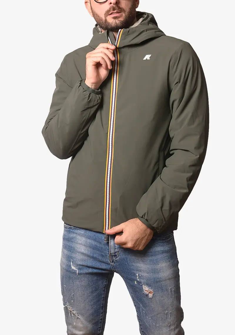 Giubbotto Kway uomo verde scuro reversibile Jack st warm double