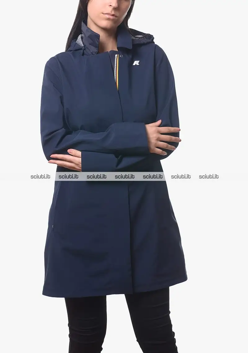 Giubbotto lungo Kway donna blu scuro Mathy bonded jersey