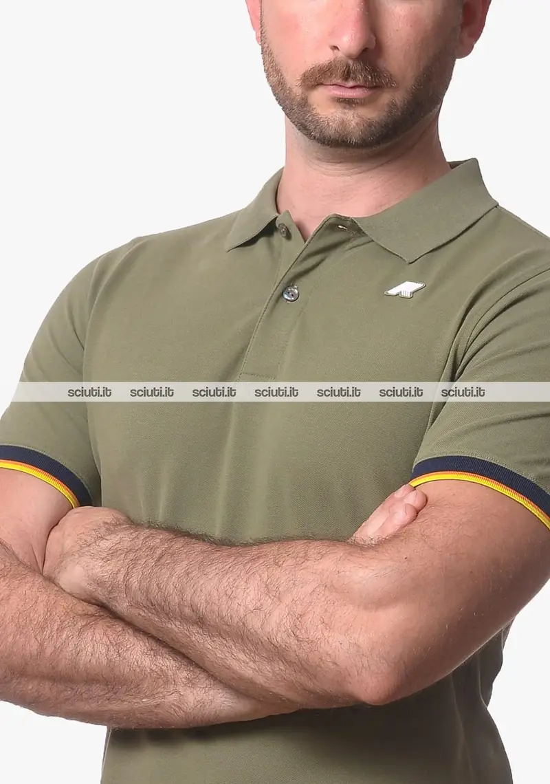 Polo Kway uomo verde muschio Vincent pique