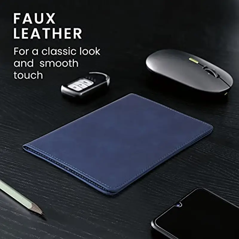 kwmobile Custodia Pelle Nabuk per Libretto Circolazione Auto - Cover Portalibretto con Scomparti per Tessere Patente - Foderina Porta Documenti blu scuro miniatura 3