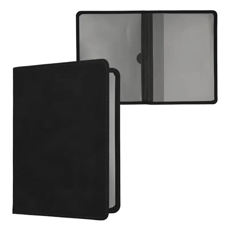 kwmobile Custodia Pelle Nabuk per Libretto Circolazione Auto - Cover Portalibretto con Scomparti per Tessere Patente - Foderina Porta Documenti nero