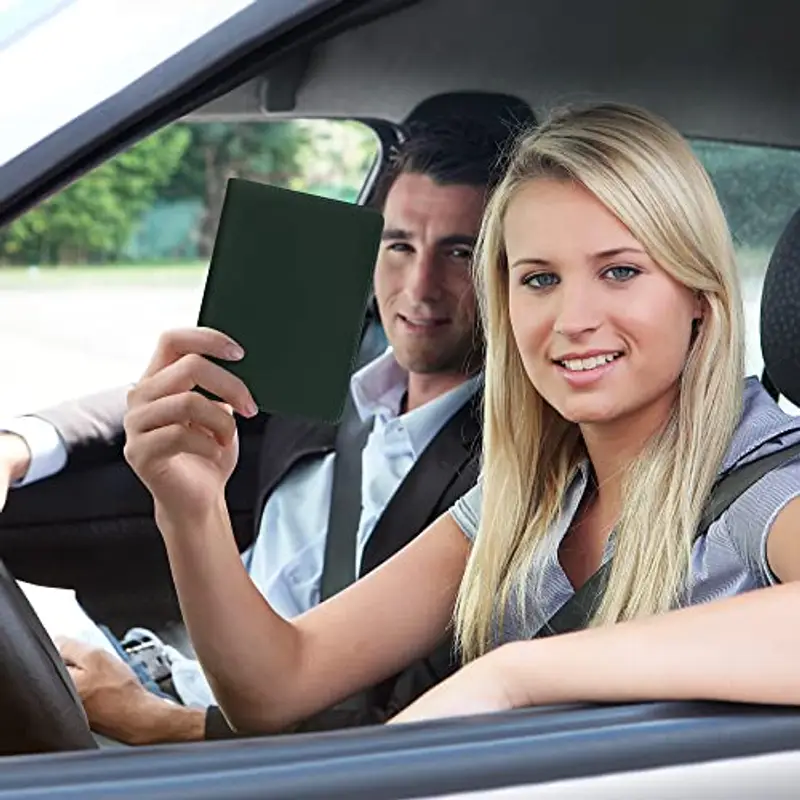 kwmobile Custodia Pelle Nabuk per Libretto Circolazione Auto - Cover Portalibretto con Scomparti per Tessere Patente - Foderina Porta Documenti petrolio miniatura 2