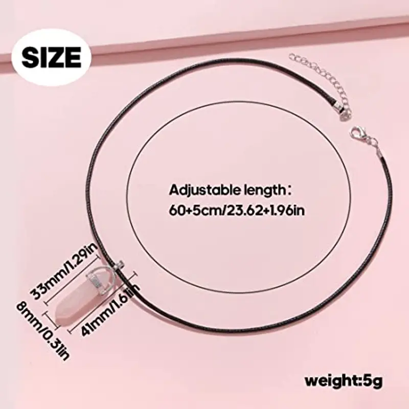 KYLOS 5 Pezzi Ciondolo pietra, Collana cristallo, Collana con pietre naturali, Opale pietra naturale, Collana pietra di luna, Unisex(Rosa/Rosso/Verde/Blu/Bianco) miniatura 2