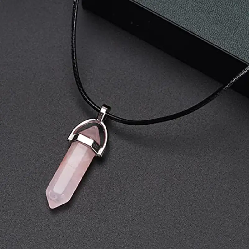 KYLOS 5 Pezzi Ciondolo pietra, Collana cristallo, Collana con pietre naturali, Opale pietra naturale, Collana pietra di luna, Unisex(Rosa/Rosso/Verde/Blu/Bianco) miniatura 3