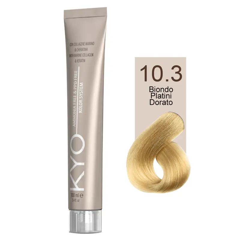 Kyo Ammonia Free e PPD Free Tinta Capelli - 10.3 Biondo Chiaro Dorato