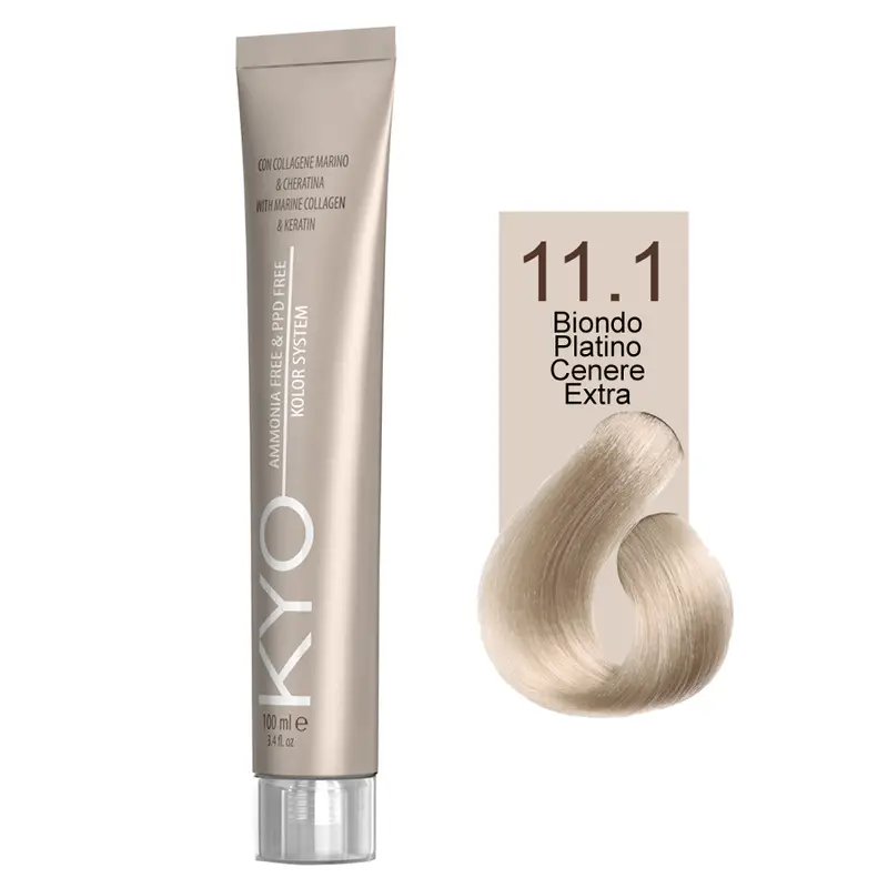 Kyo Ammonia Free e PPD Free Tinta Capelli - 11.1 Biondo Platino Cenere Extra