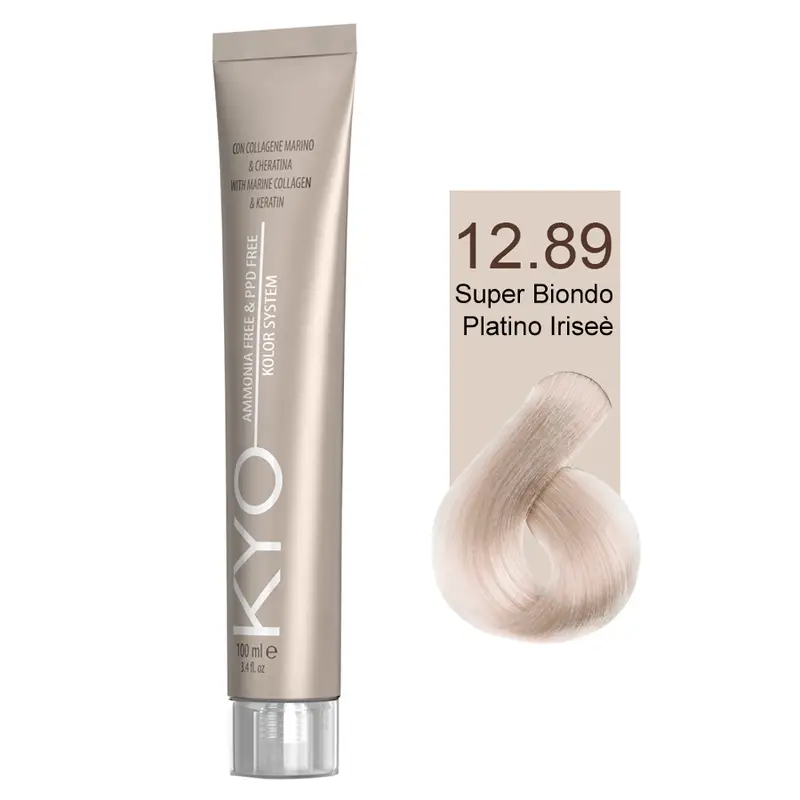 Kyo Ammonia Free e PPD Free Tinta Capelli - 12.89 Super Biondo Platino Irisè