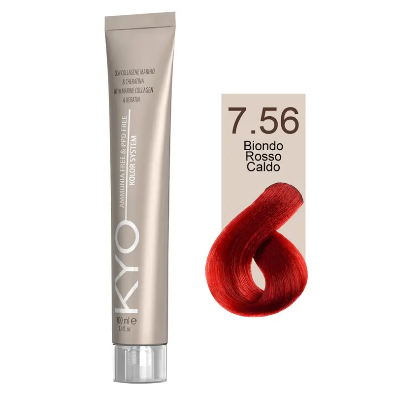 Kyo Ammonia Free e PPD Free Tinta Capelli - 7.56 Biondo Rosso Caldo