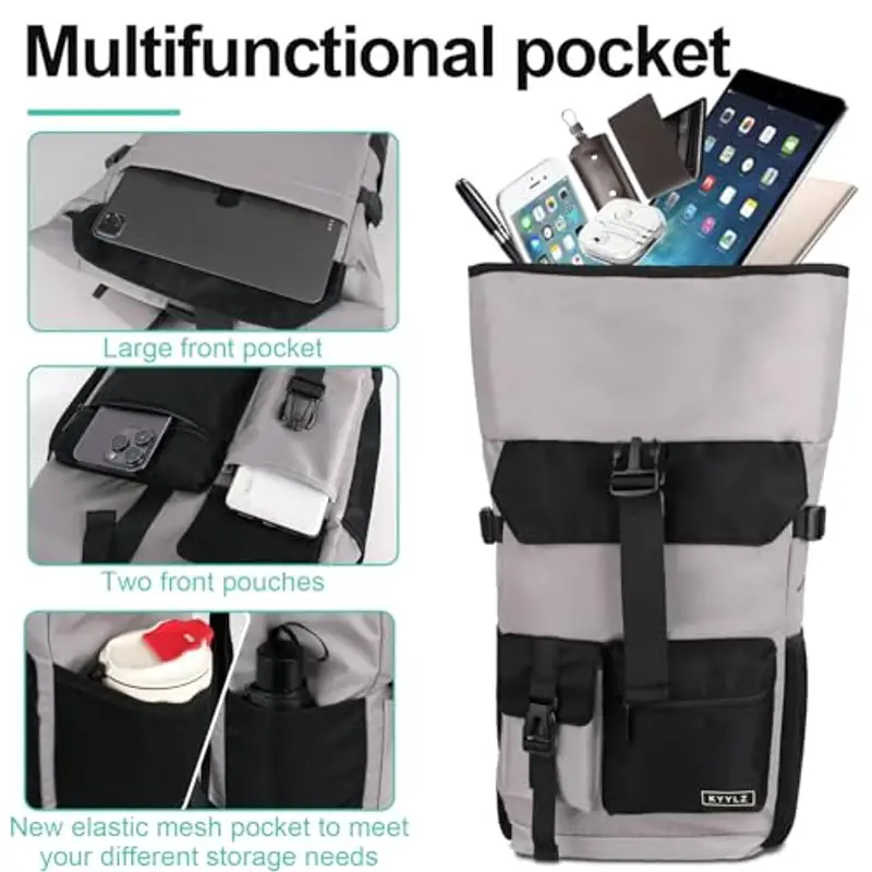 KYYLZ Zaino da viaggio Uomo Grigio 1600851 miniatura 3
