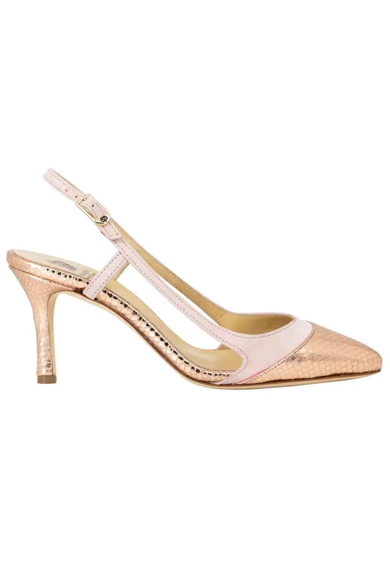 Decollete slingback donna in pelle e camoscio nude tacco alto Donna CH1605 300