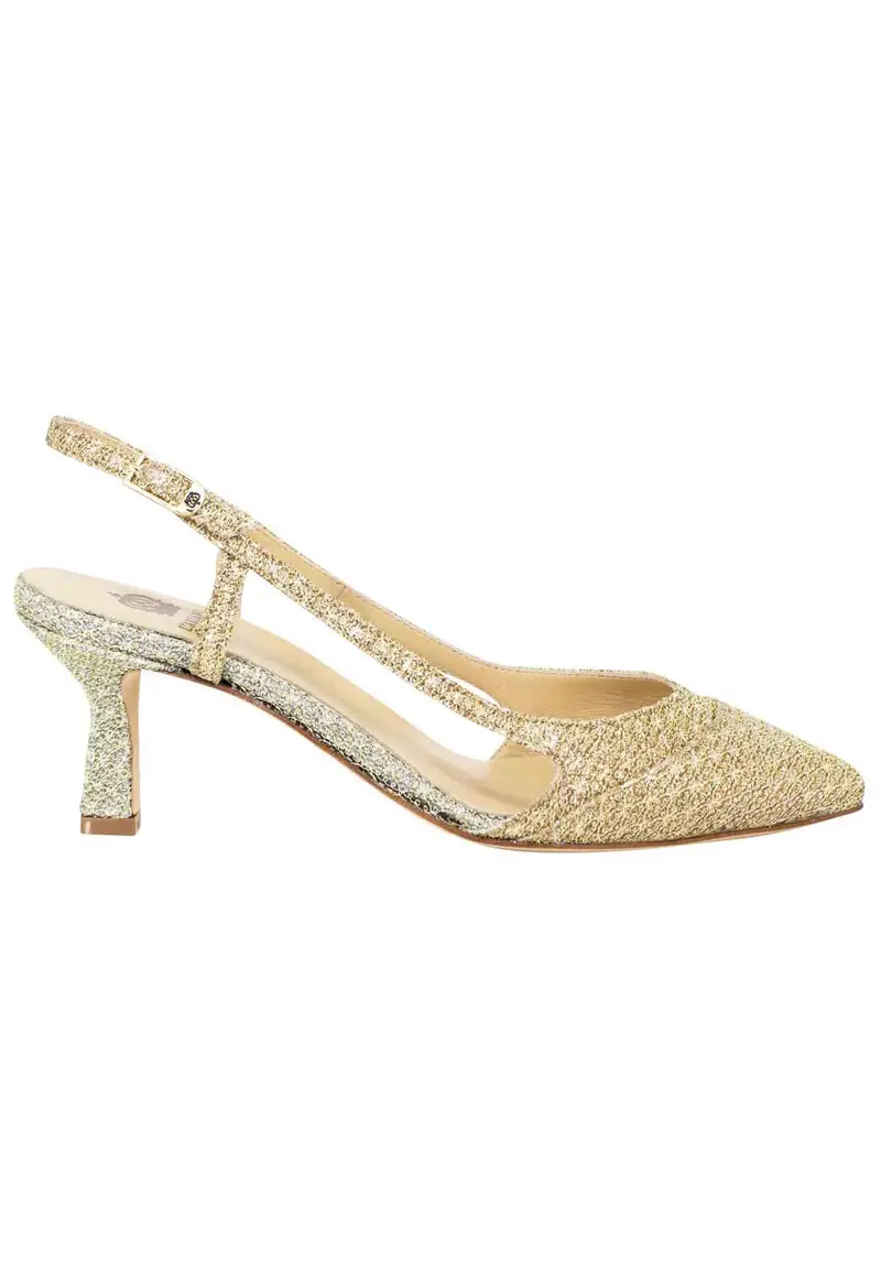 Decollete slingback donna in tessuto platino e oro Donna CH1603/RT 612