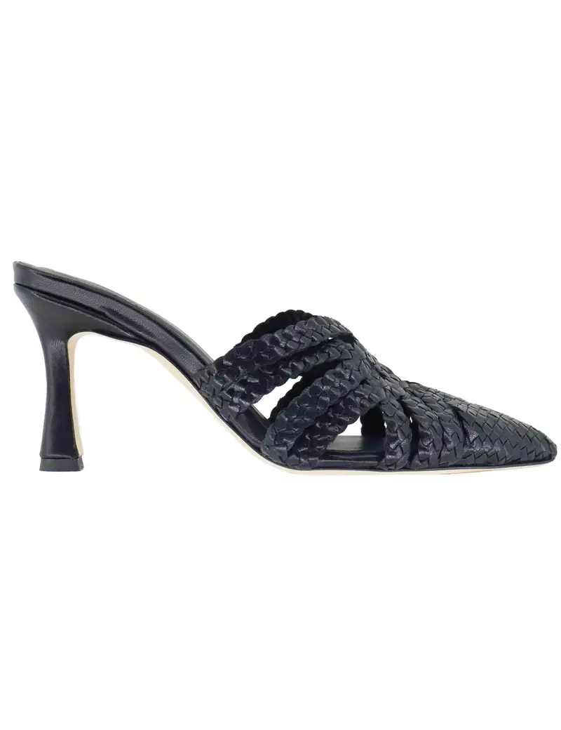Mule donna in pelle intreciata nera con tacco alto Donna CH2500/RT 001