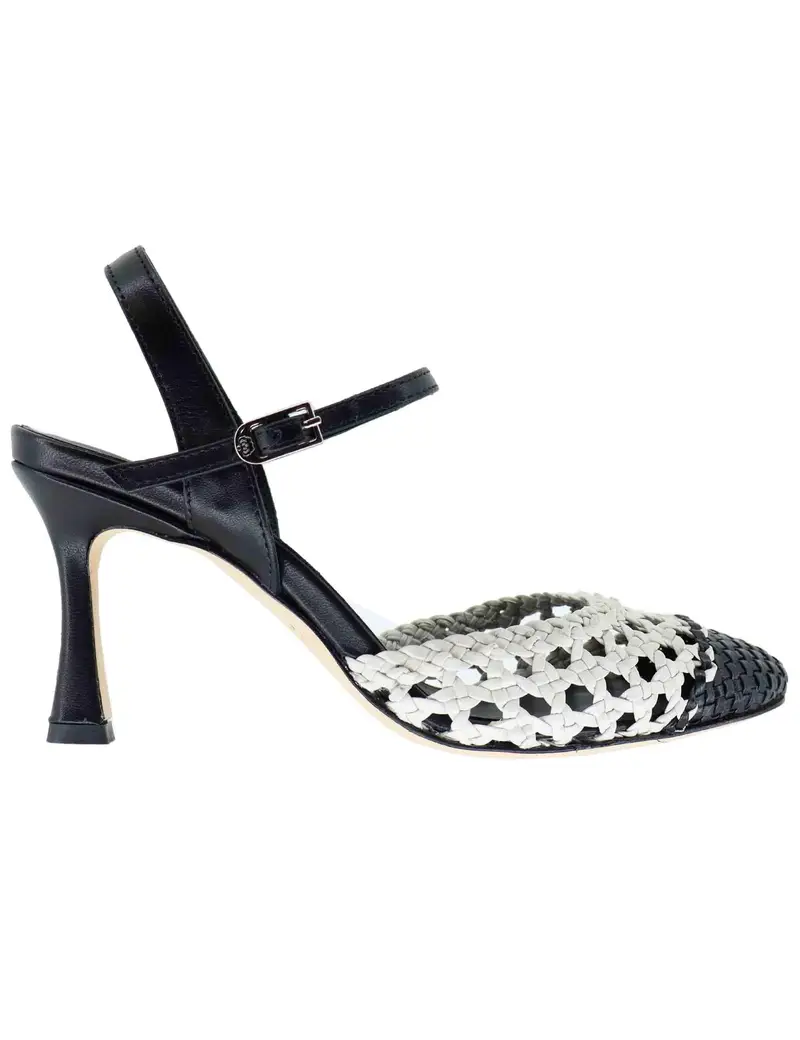 L'Arianna Sandali donna in pelle nera e bianca con tacco alto Donna CH2504/RT 002
