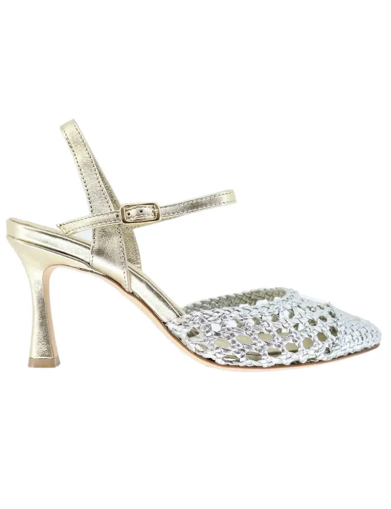 L'Arianna Sandali donna in pelle oro e argento con tacco alto Donna CH2504/RT 006