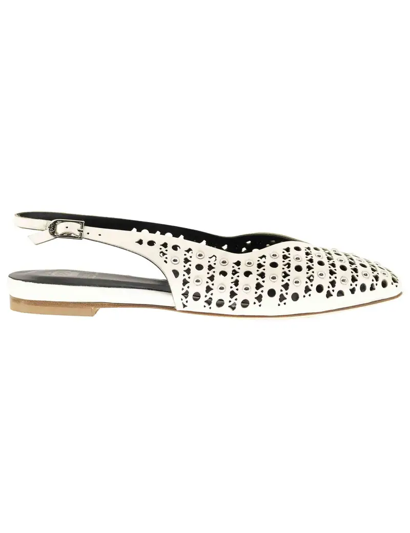 L'Arianna Slingback donna in pelle off white con borchie tacco basso Donna CH2524 003