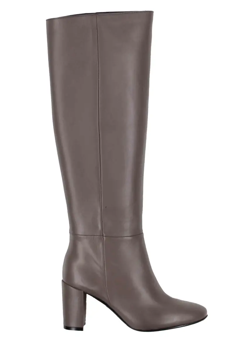 Stivali donna a tubo in pelle grigia con punta tonda Donna ST1689 10